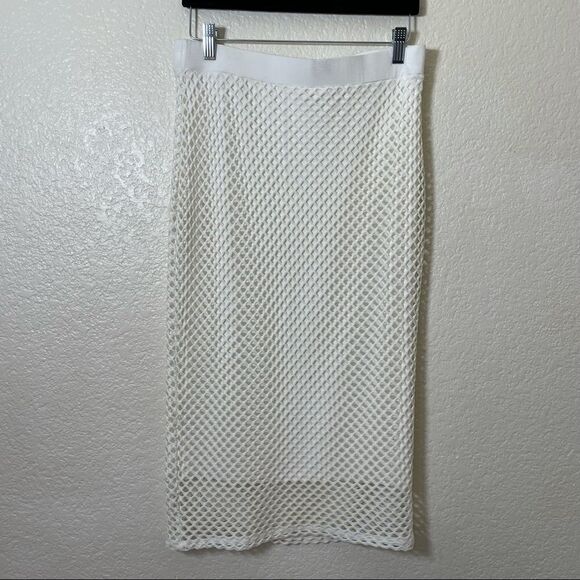 1.State White Fishnet Midi Pencil Skirt - Picture 6 of 10